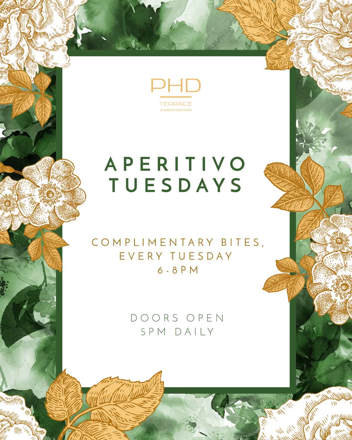 Aperitivo Tuesdays PHD Terrace