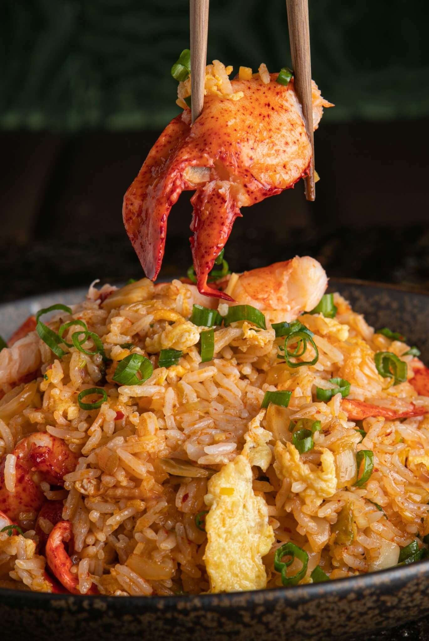 Lobster Fried Rice and chopsticks