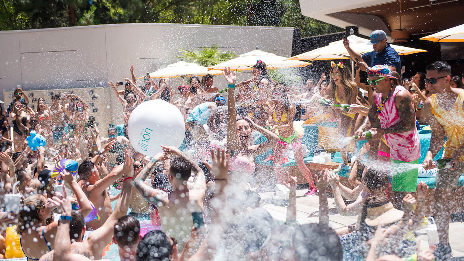 Liquid Pool Party with Champagne Spray