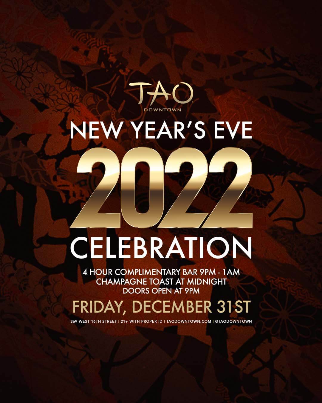 NYE 2022 - TAO Downtown Nightclub New York - Tao Group Hospitality