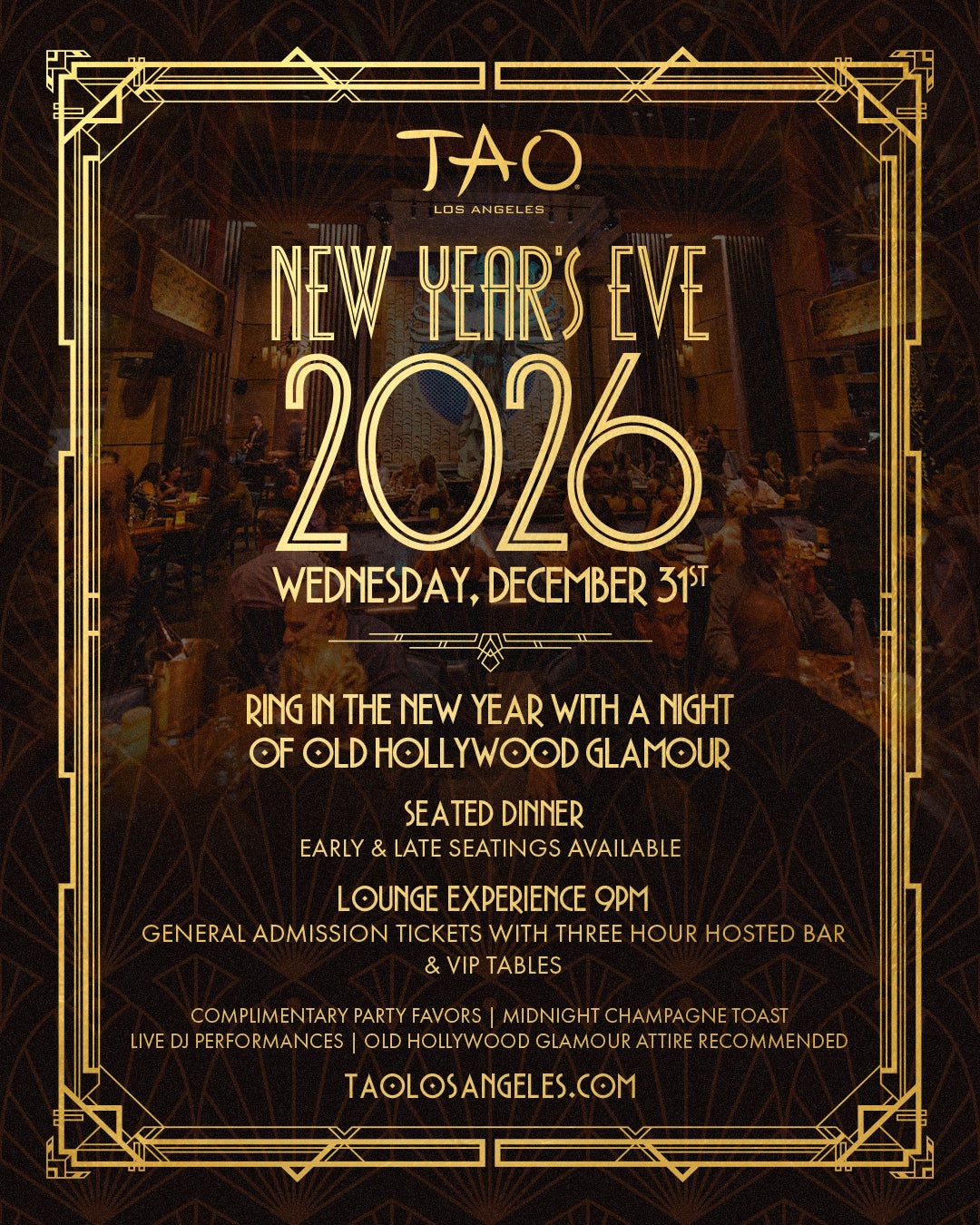 TAO LA NYE 2026 social post flyer