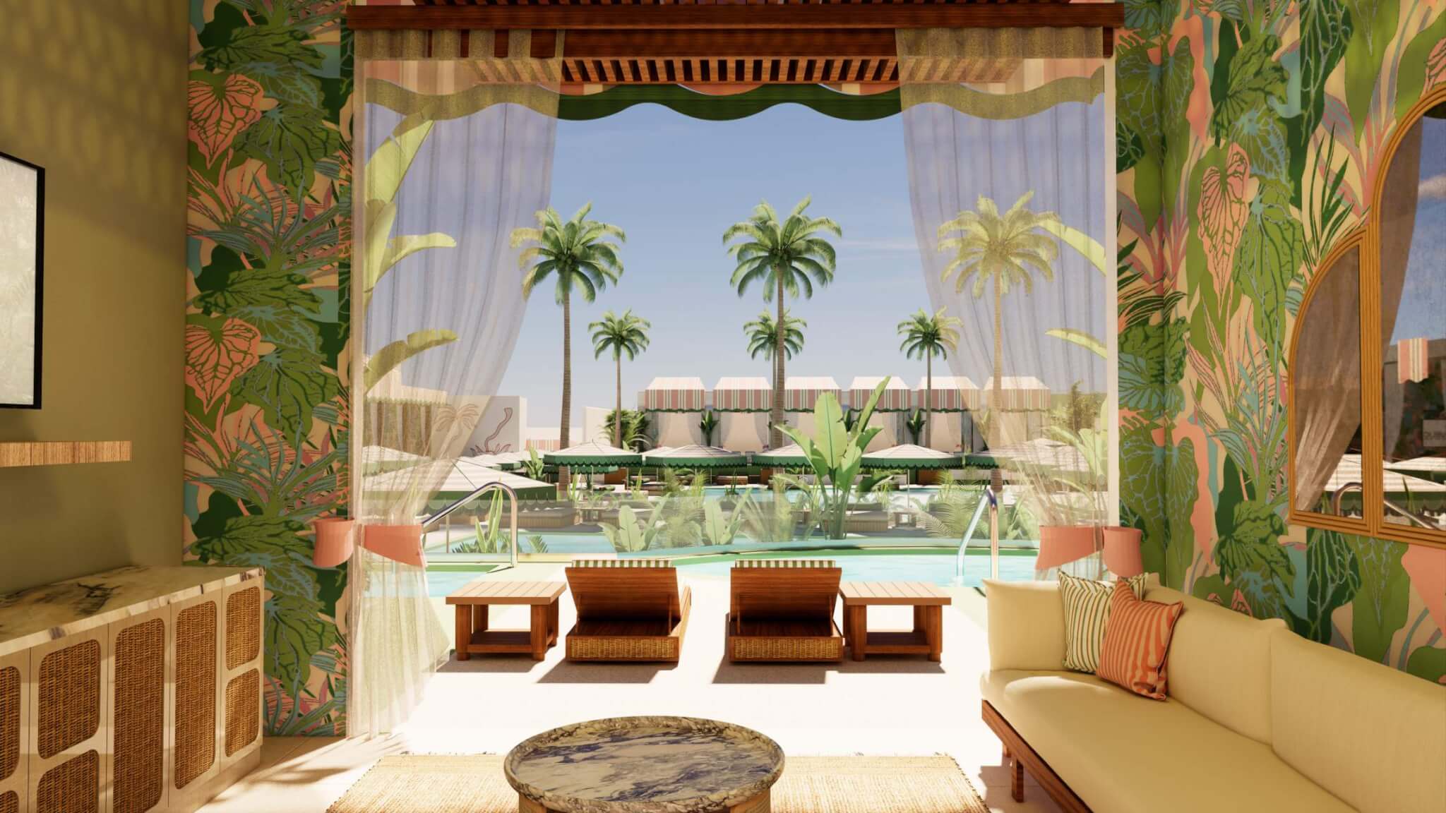 Palm tree beach club bungalow