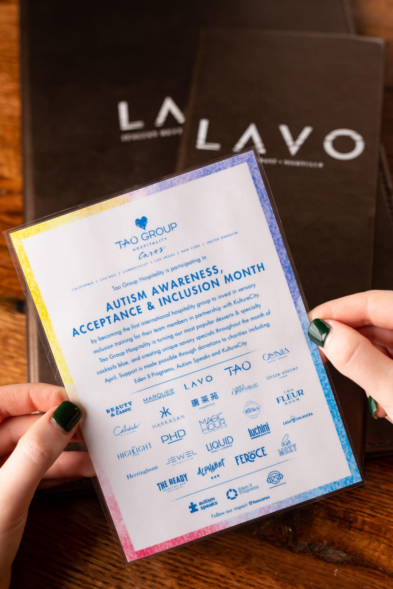 autism awareness menu for tao