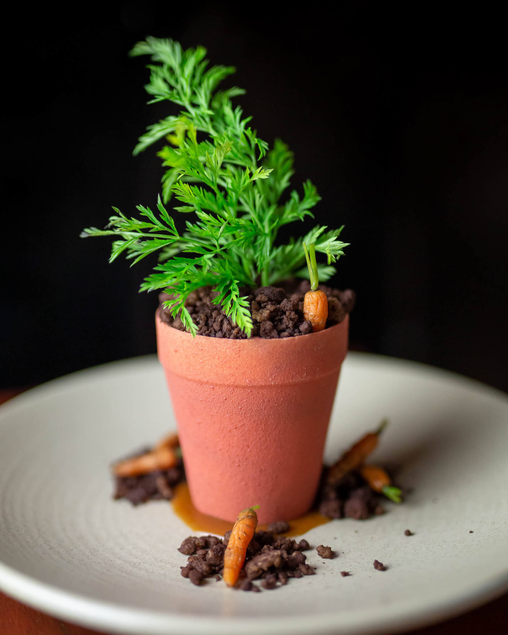 carrot cake in a flower pot at tao