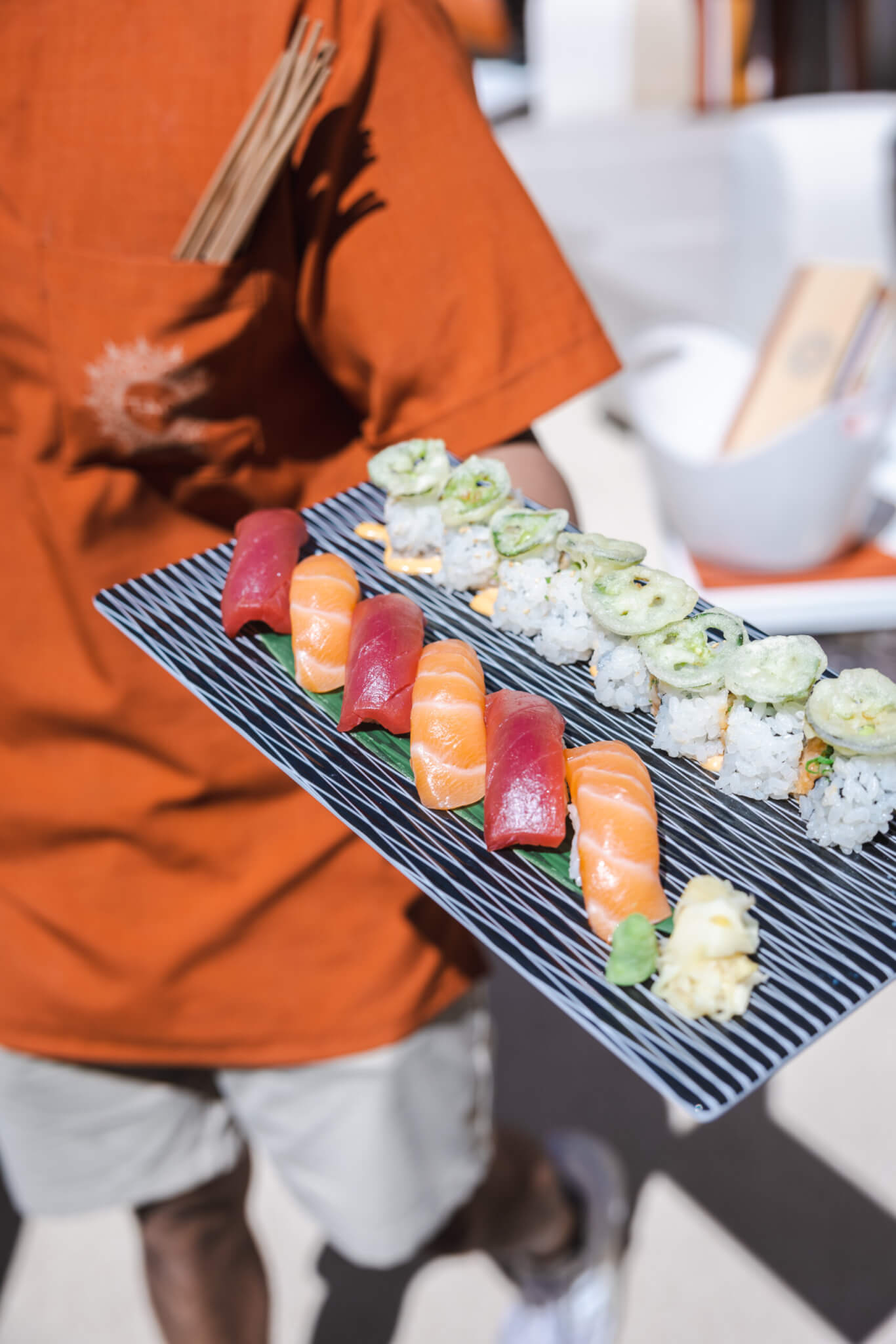 Sushi trays at Tao Beach