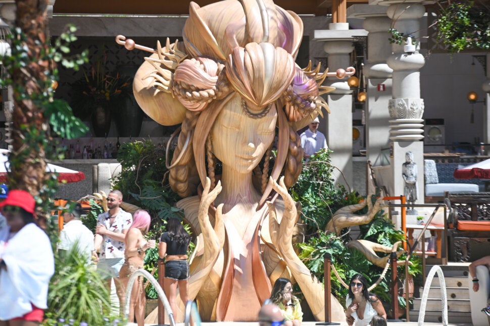 Tendai statue at Tao Beach Dayclub