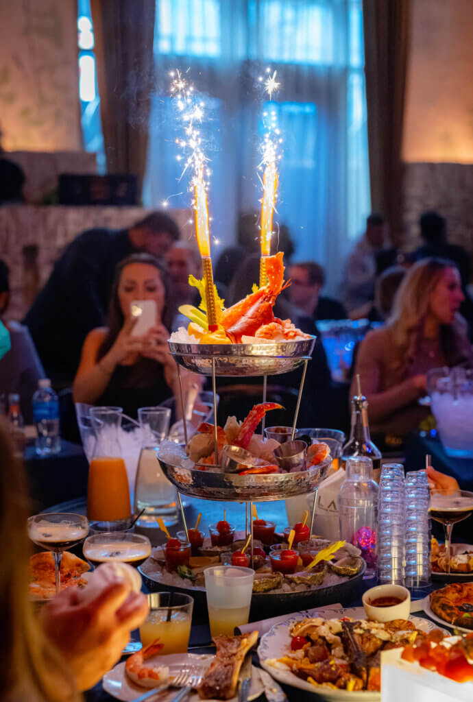 seafood tower at party brunch