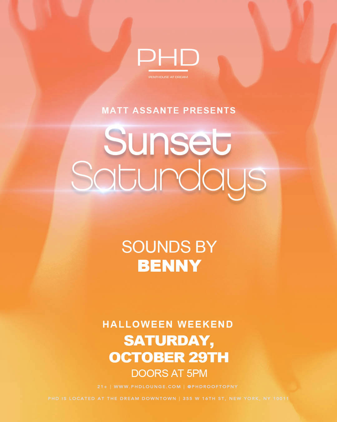 10/29/22 Benny Sunset Saturdays PHD Lounge New York Tao Group