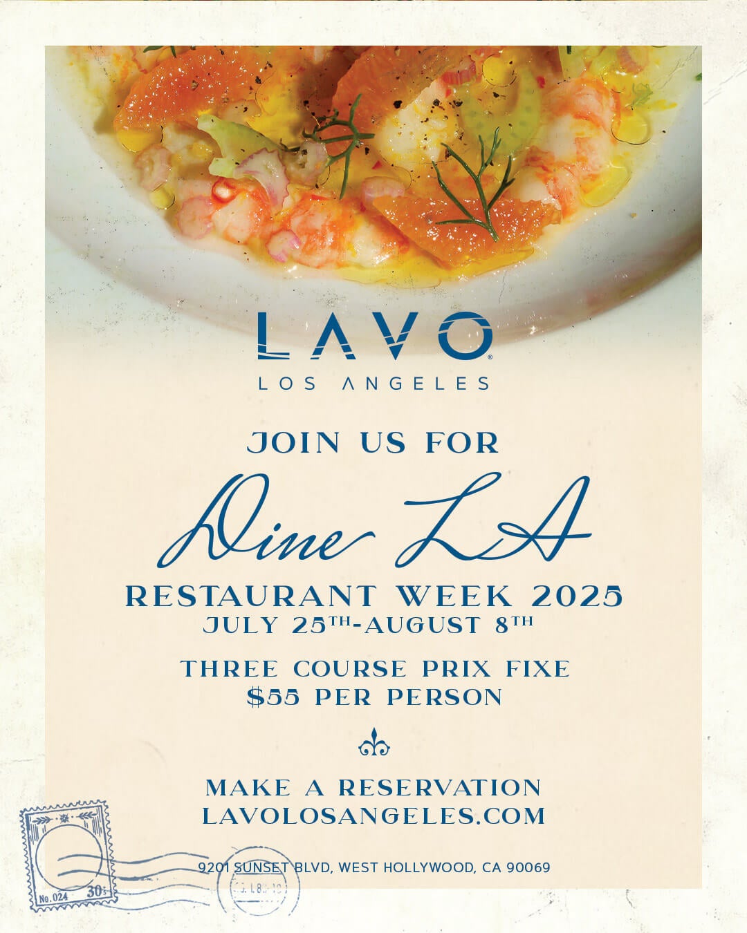 LAVO Los Angeles Summer Dine LA Restaurant Week July 25th to August 8th