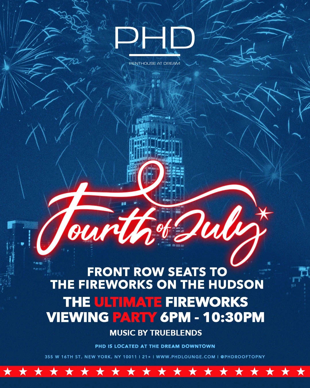 7/4/2024 – 4th of July Viewing Party 6:30PM-10:30PM – PHD Lounge