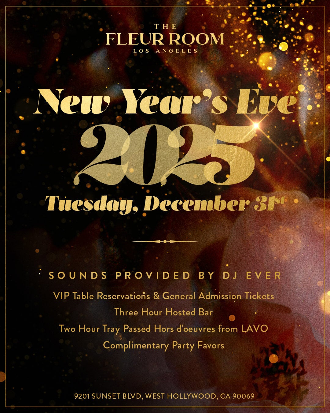 12/31/2024 New Year's Eve The Fleur Room Los Angeles Tao Group