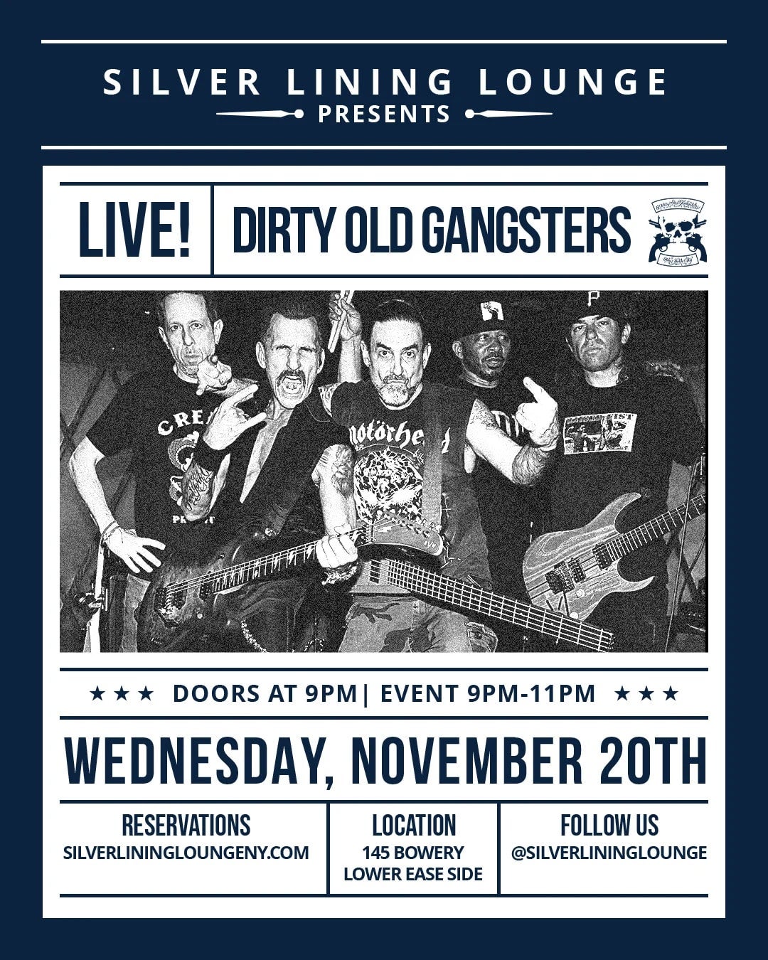 11/20/2024 – DIRTY OLD GANGSTERS – Silver Lining Lounge