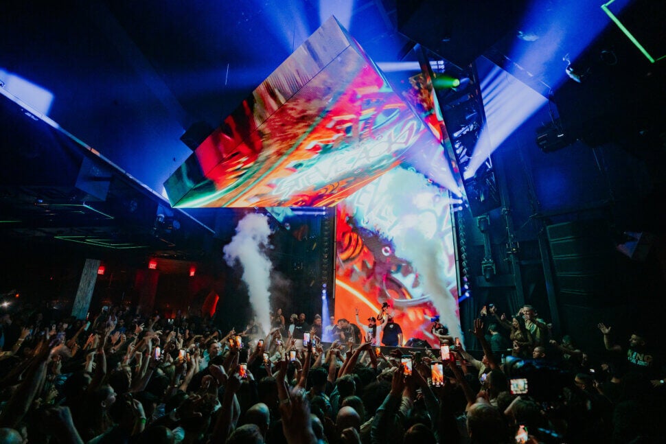 Steve Aoki on stage at Marquee Nightclub