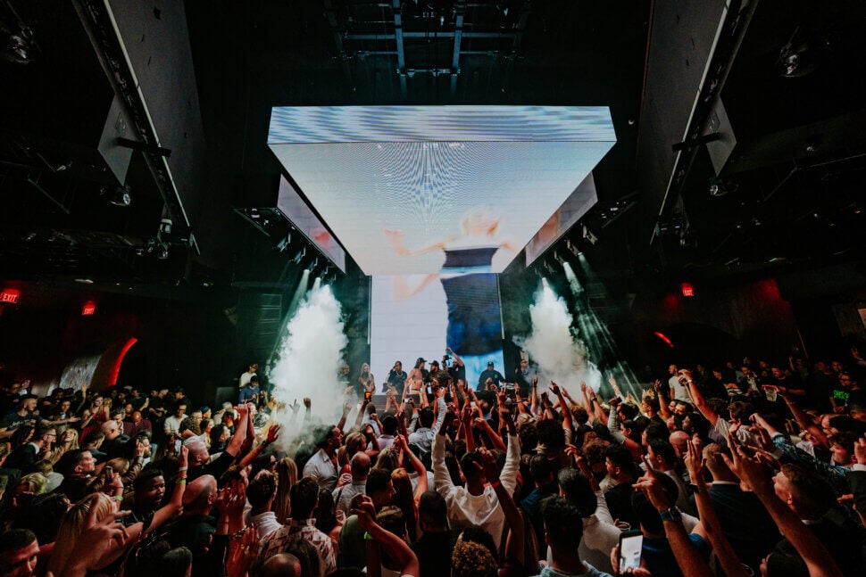 Steve Aoki on stage at Marquee Nightclub