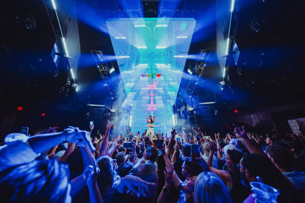 Steve Aoki on stage at Marquee Nightclub