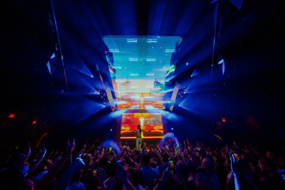 Steve Aoki on stage at Marquee Nightclub