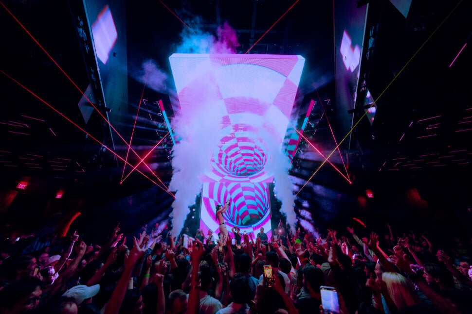 Steve Aoki on stage at Marquee Nightclub