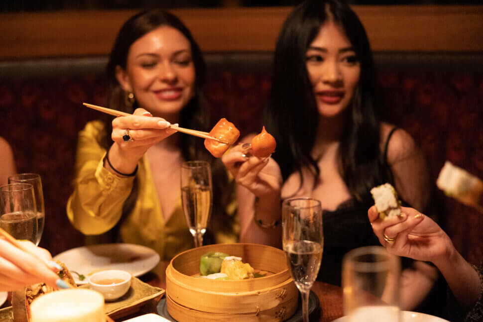 girls eating dim sum