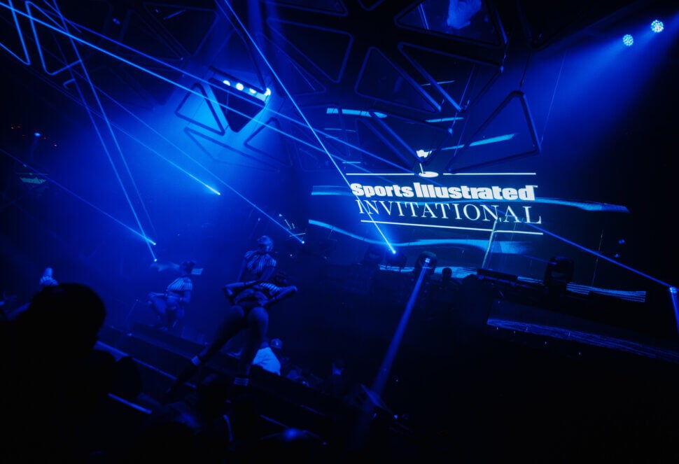 sports illustrated LED sign with dancers at Hakkasan