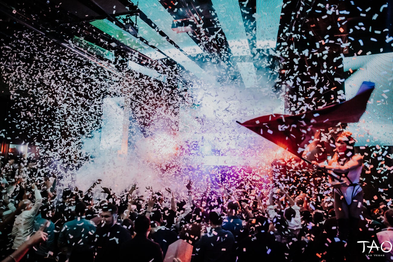 dancefloor at tao nightclub with confetti
