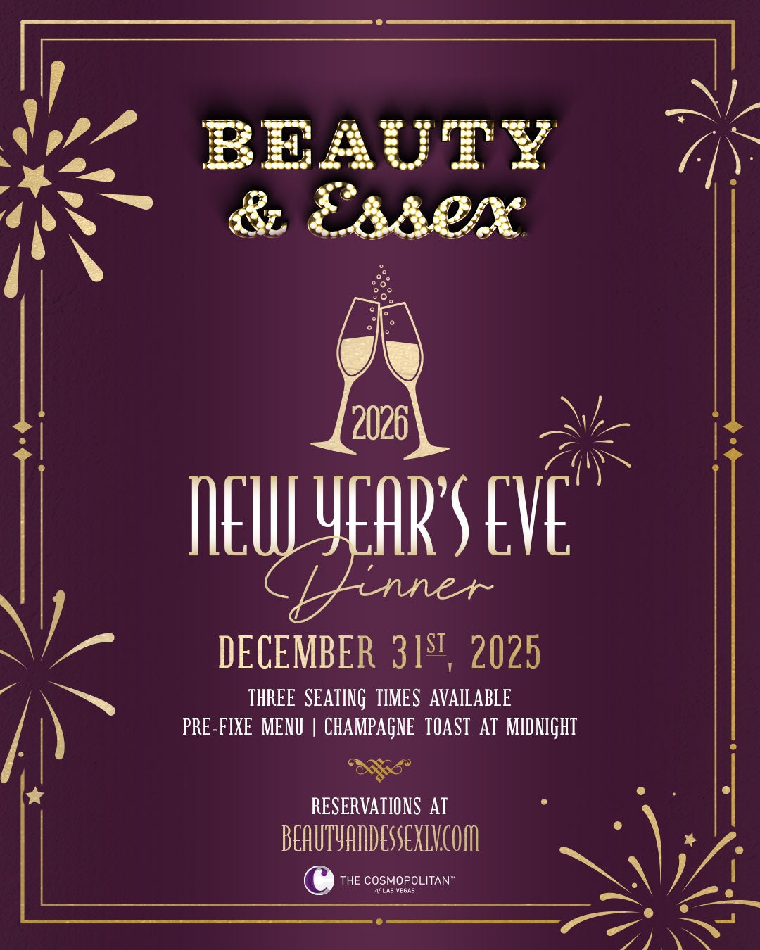 12/31/2025 – New Year’s Eve – Beauty & Essex Las Vegas
