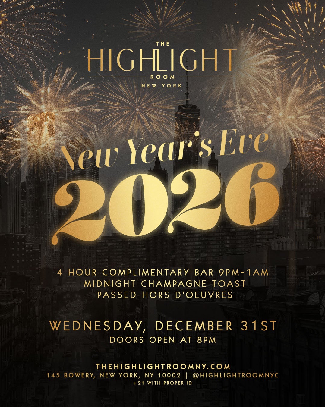 12/31/2025 – New Year’s Eve – The Highlight Room