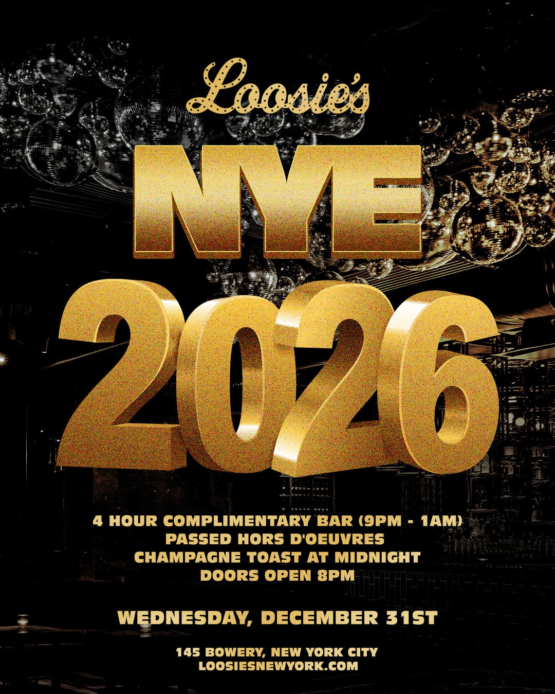12/31/2025 – New Year’s Eve – Loosie’s Nightclub
