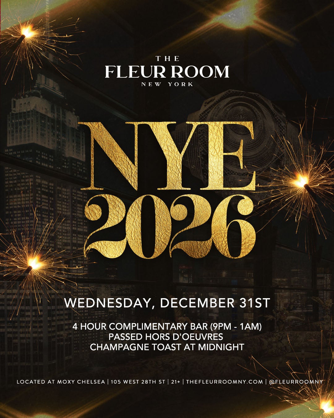 12/31/2025 – New Year’s Eve 2026 – The Fleur Room