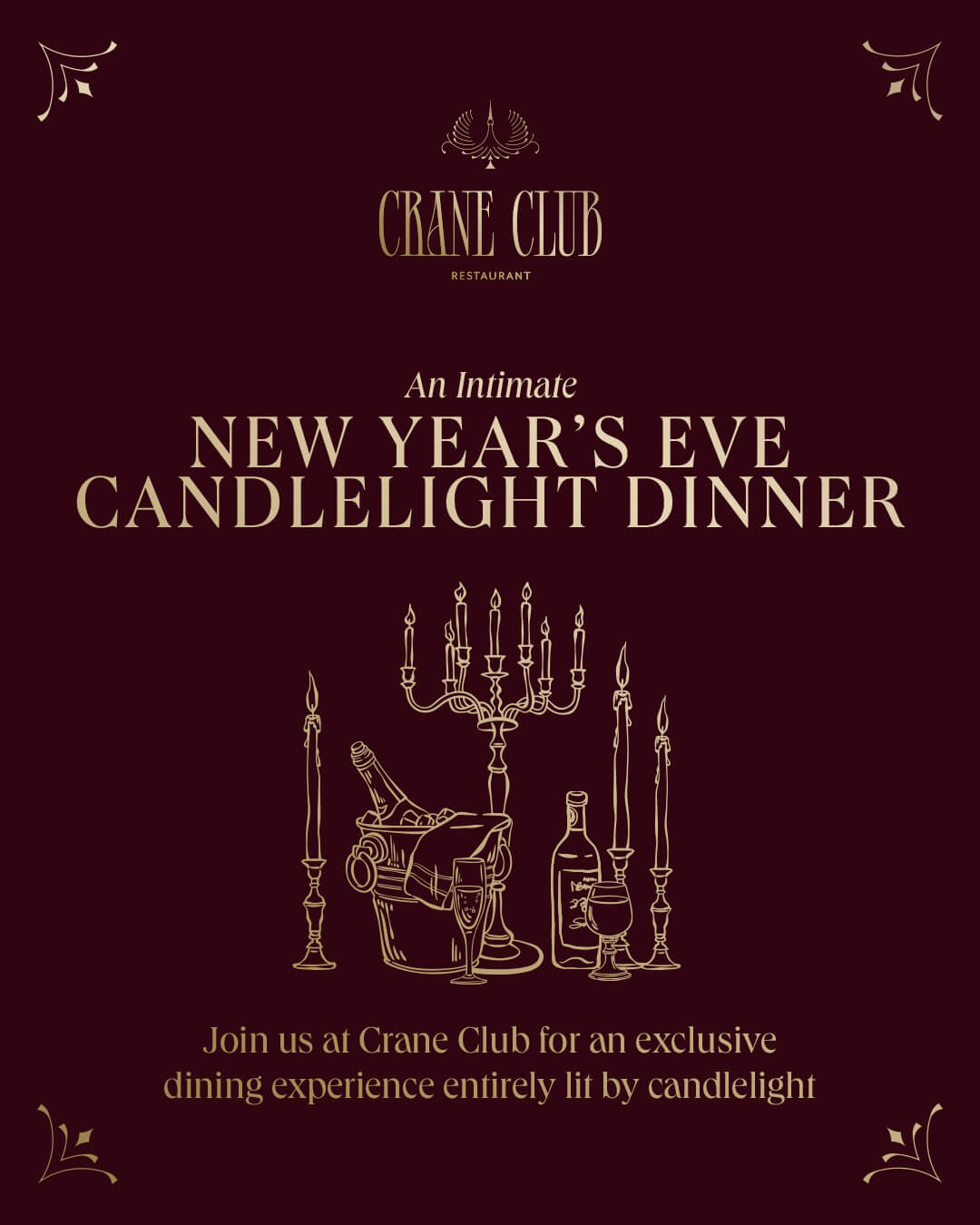 12/31/2025 – New Year’s Eve – Crane Club Restaurant