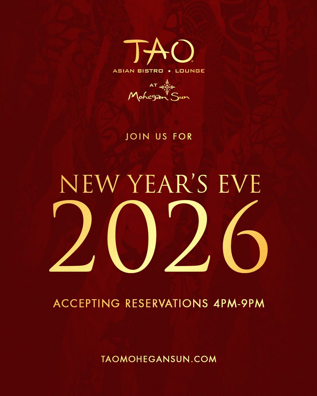 12/31/2025 – New Year’s Eve – TAO Mohegan Sun