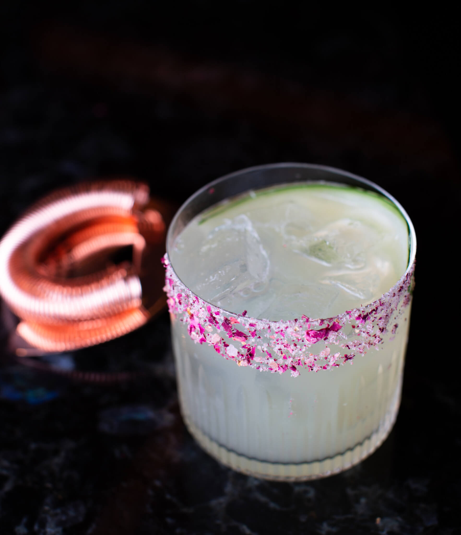 cocktial with pink rim