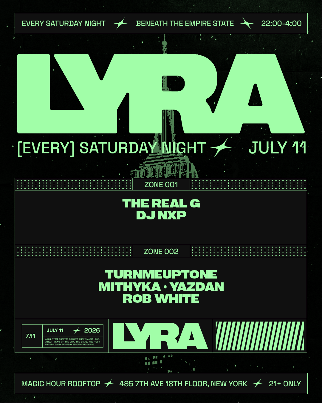 7/11/2026 – Lyra Rooftop Party | Saturdays – Magic Hour Rooftop