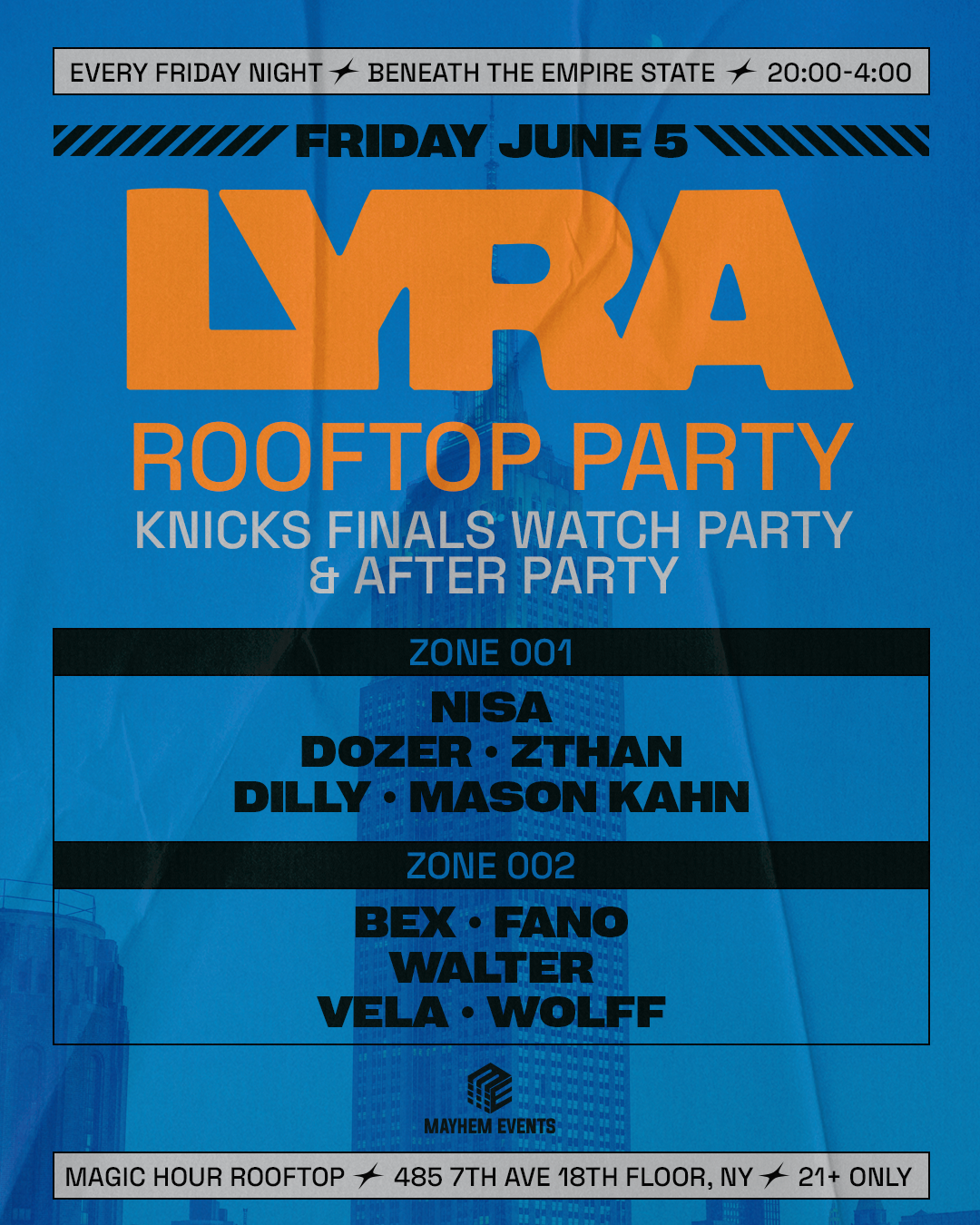 6/5/2026 – Lyra Rooftop Party | Fridays – Magic Hour Rooftop