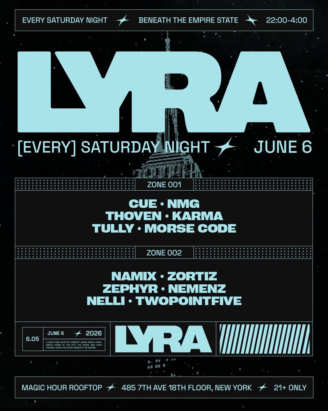 6/6/2026 – Lyra Rooftop Party | Saturdays – Magic Hour Rooftop