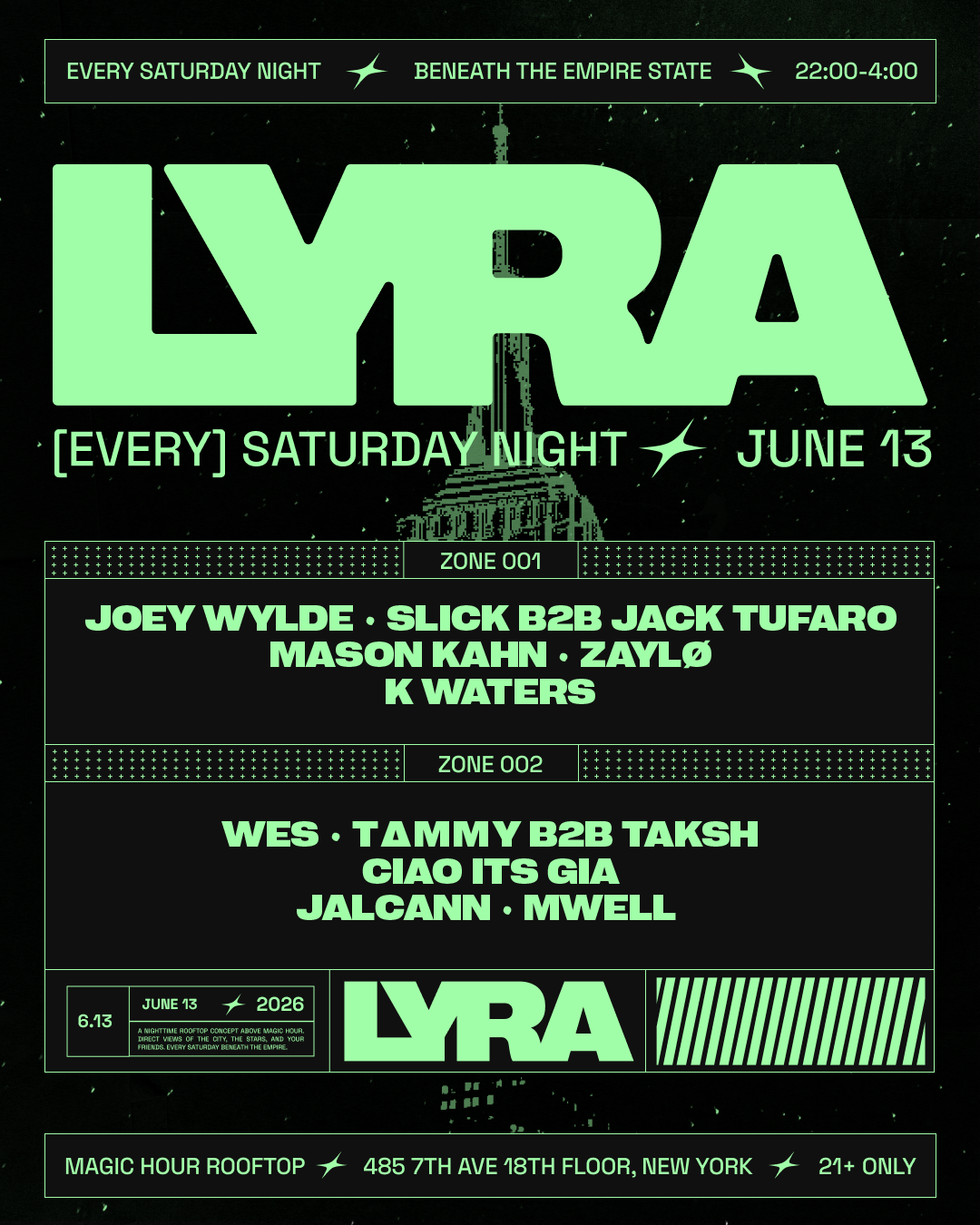 6/6/2026 – Lyra Rooftop Party | Saturdays – Magic Hour Rooftop