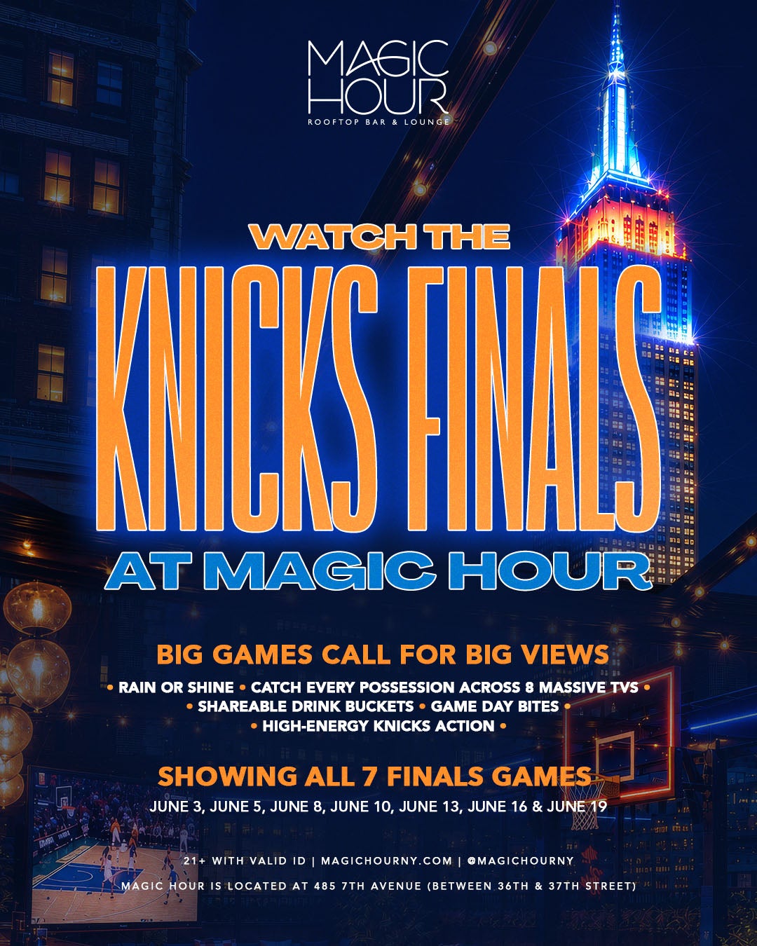6/13/2026 – Game 5 Watch Party – Magic Hour Rooftop