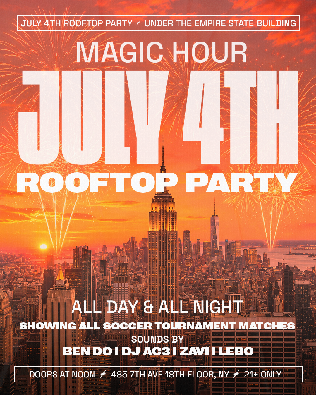 7/4/2026 – Lyra Rooftop Party | Saturdays – Magic Hour Rooftop