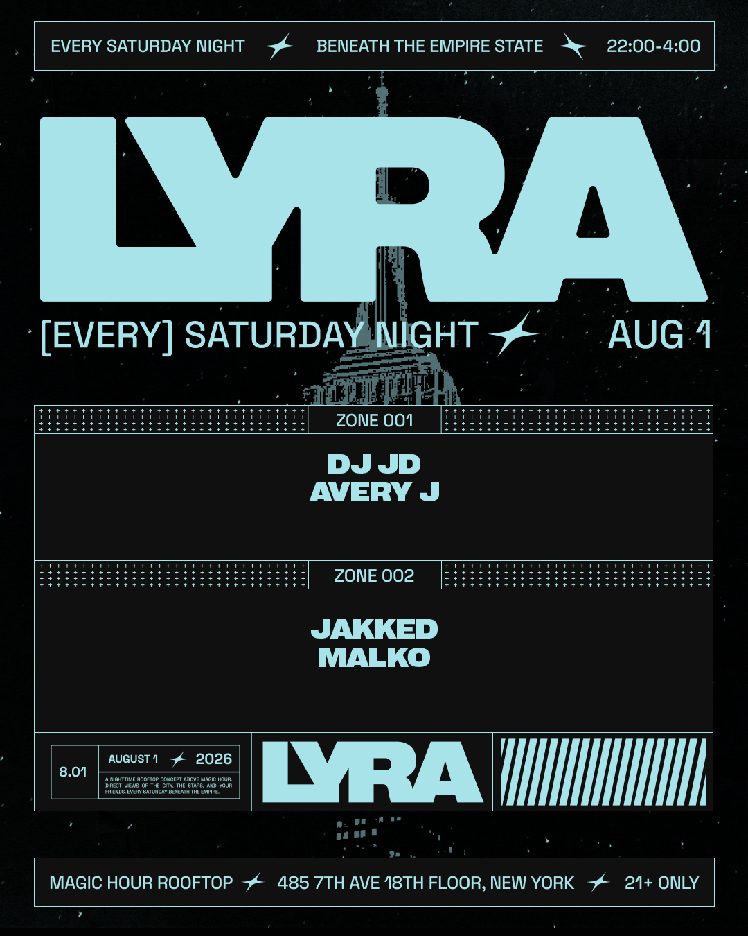 8/1/2026 – Lyra Rooftop Party | Saturdays – Magic Hour Rooftop