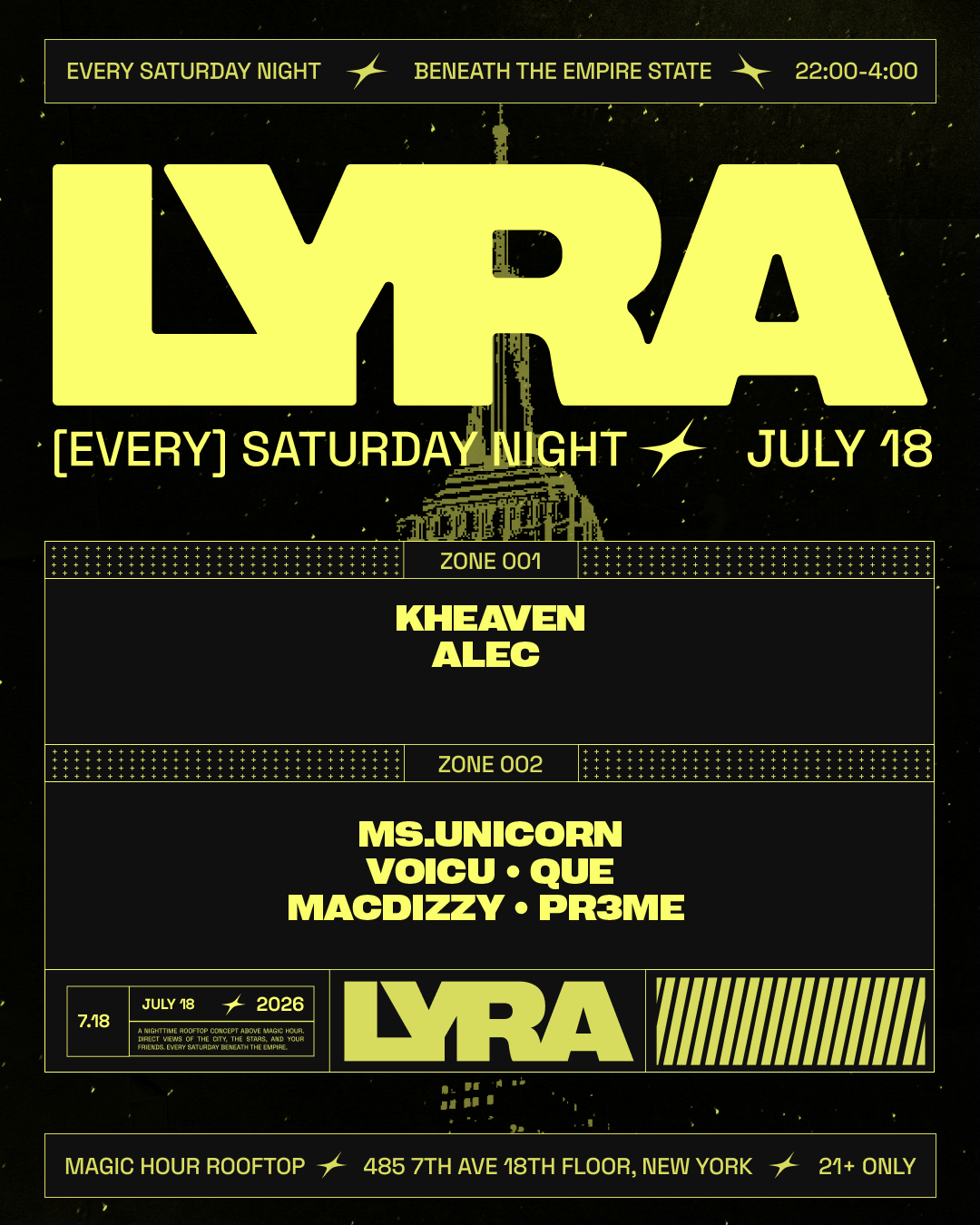 7/18/2026 - Lyra Rooftop Party | Saturdays - Magic Hour Rooftop