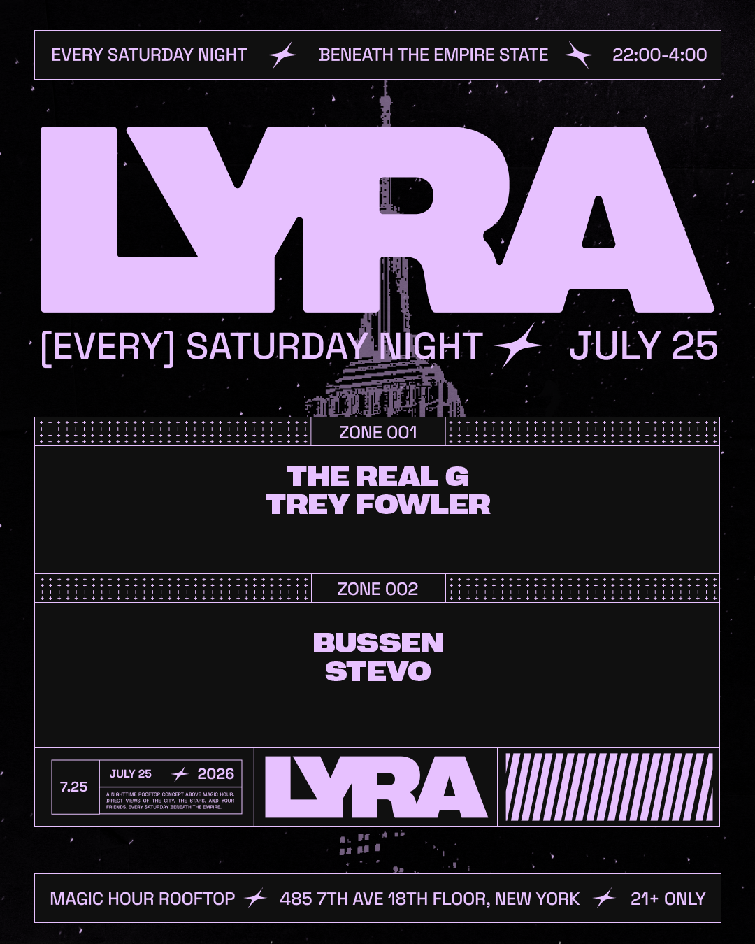 7/25/2026 – Lyra Rooftop Party | Saturdays – Magic Hour Rooftop