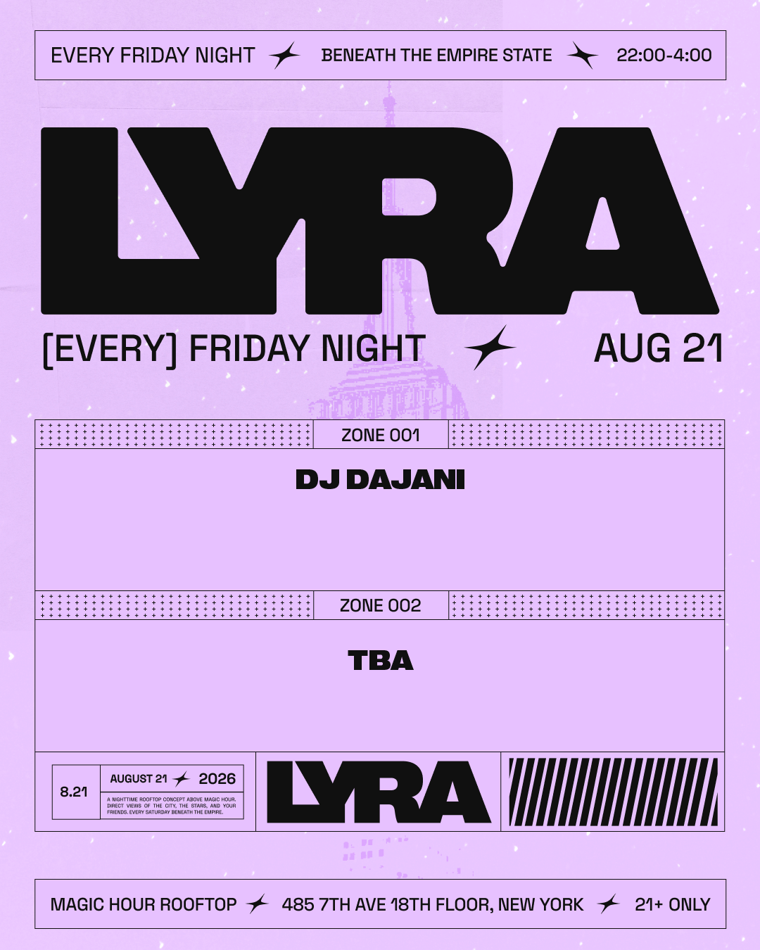 8/21/2026 – Lyra Rooftop Party | Fridays – Magic Hour Rooftop