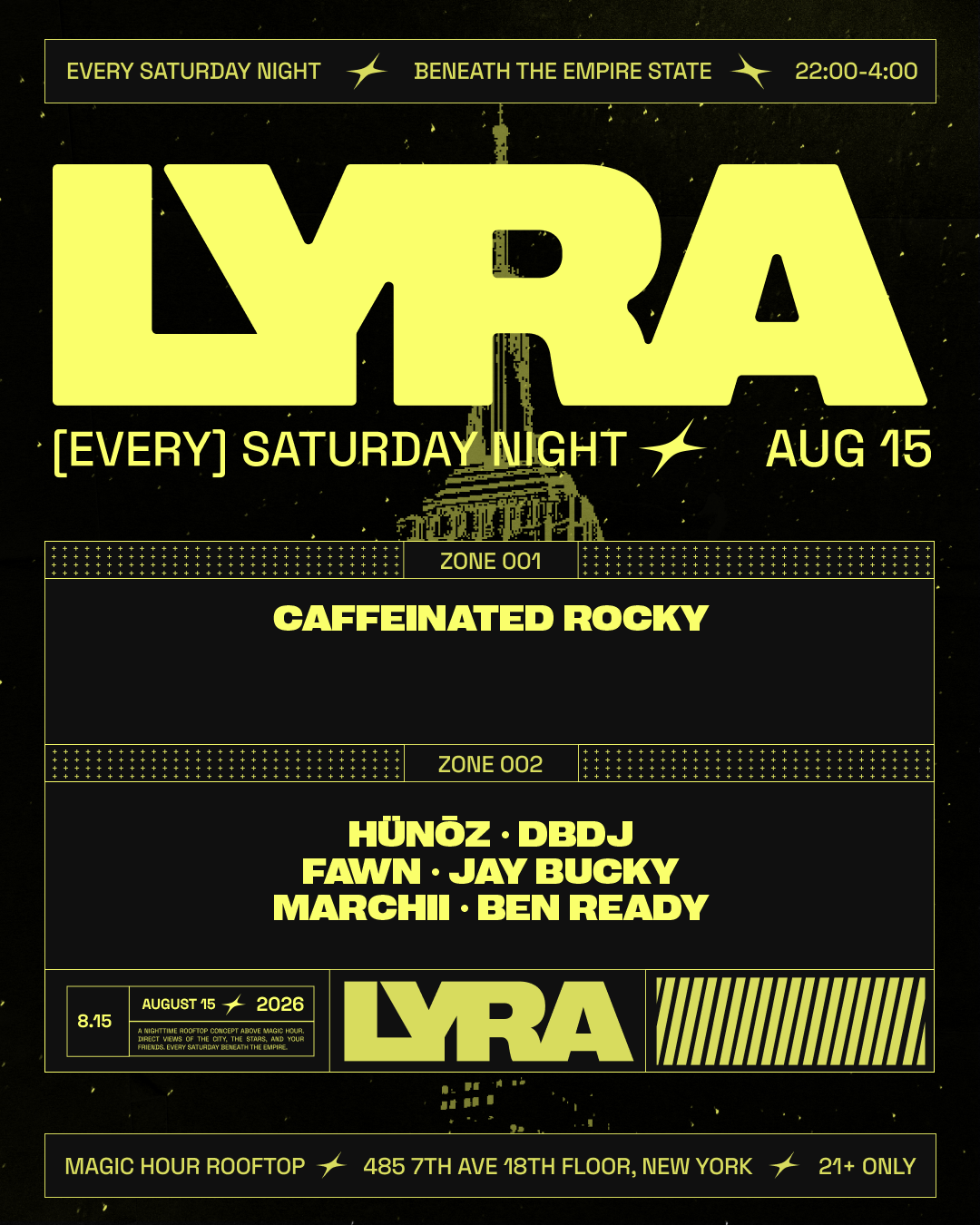 8/15/2026 – Lyra Rooftop Party | Saturdays – Magic Hour Rooftop