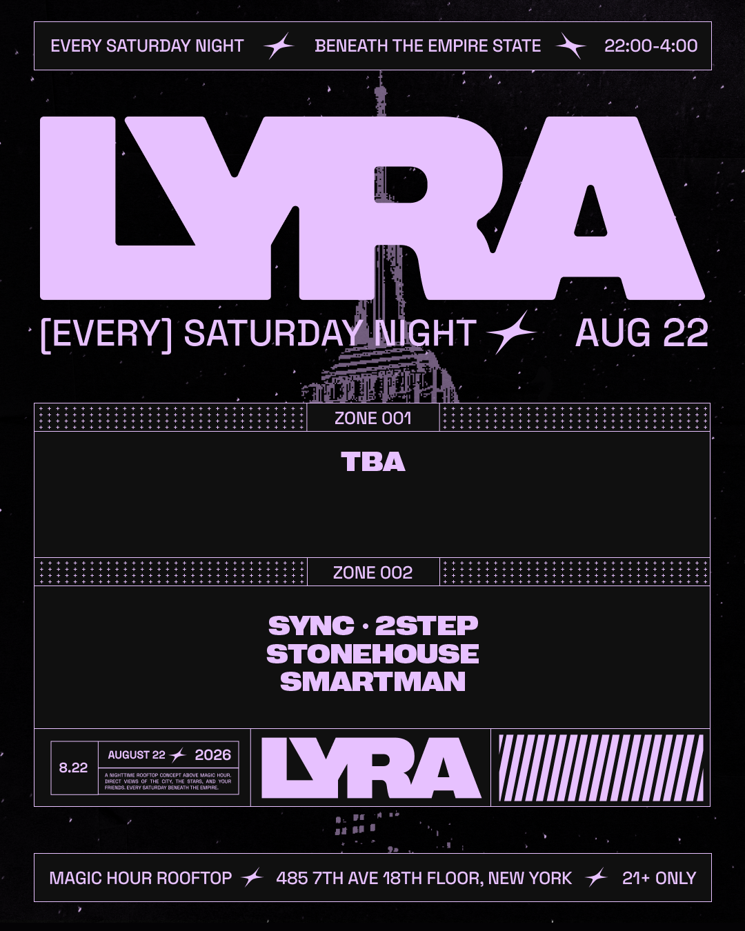8/22/2026 – Lyra Rooftop Party | Saturdays – Magic Hour Rooftop