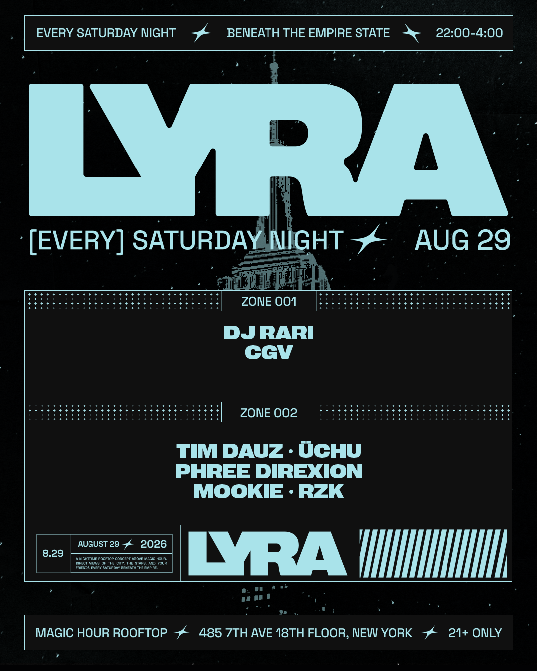 8/29/2026 – Lyra Rooftop Party | Saturdays – Magic Hour Rooftop
