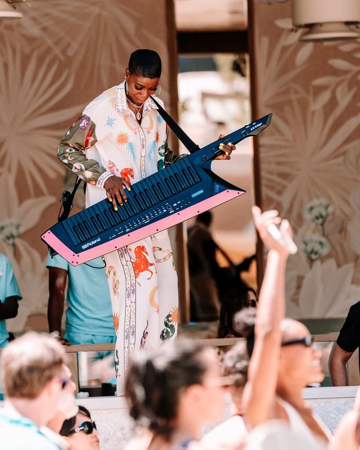 woman playing keyboard at omnia dayclub