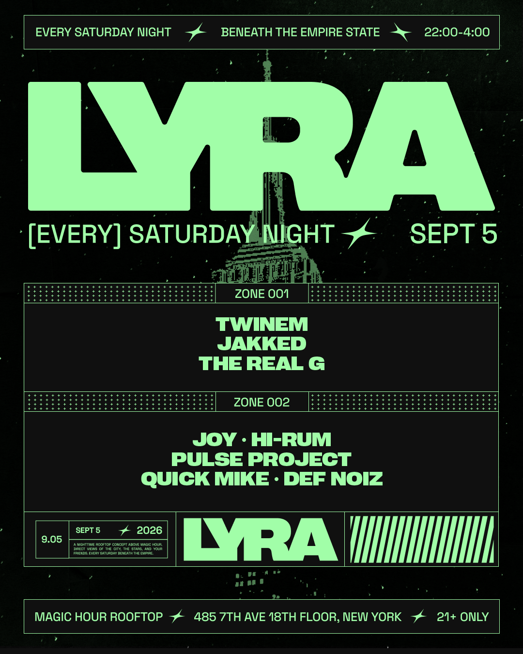 9/5/2026 – Lyra Rooftop Party | Saturdays – Magic Hour Rooftop