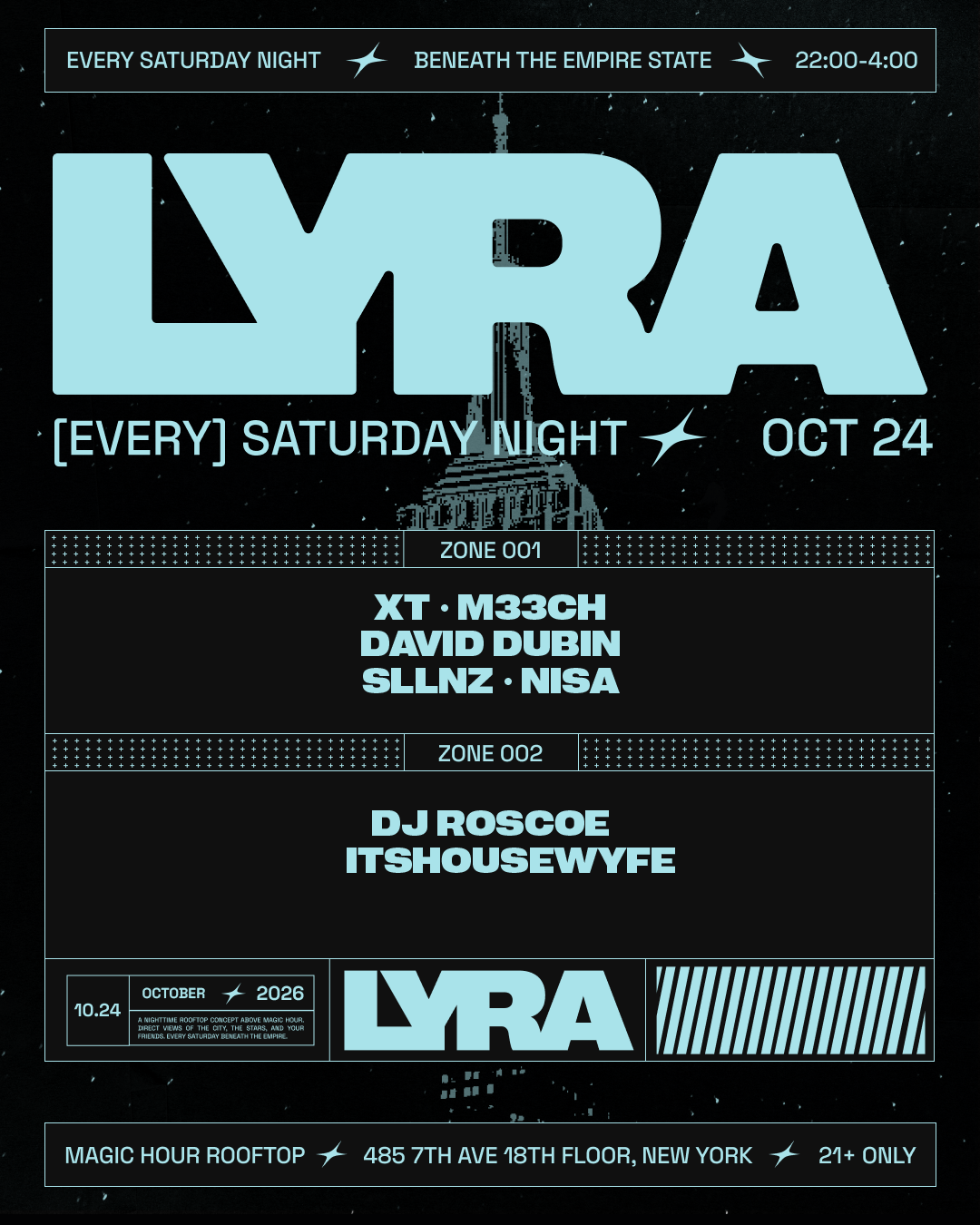 10/24/2026 – Lyra Rooftop Party | Saturdays – Magic Hour Rooftop