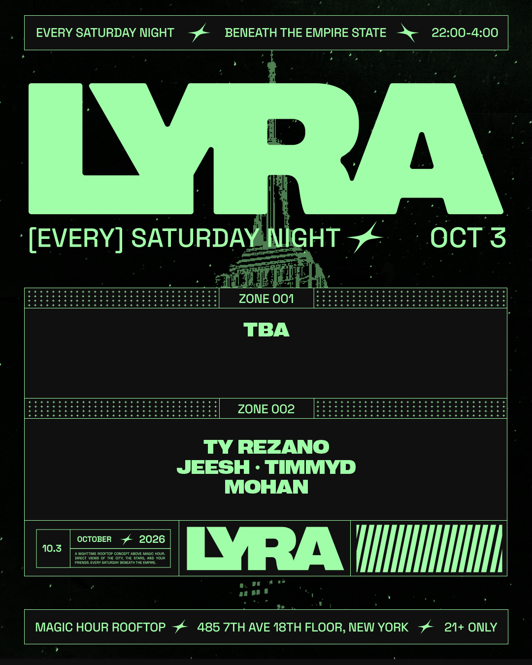 10/3/2026 – Lyra Rooftop Party | Saturdays – Magic Hour Rooftop
