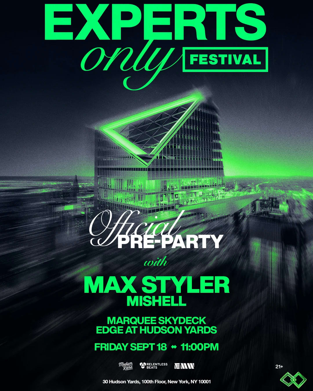 9/18/2026 – Max Styler – Experts Only Festival Official Pre-Party – Marquee Skydeck